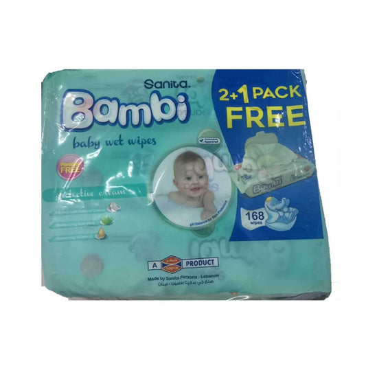 Sanita Bambi Baby Wipes Protective Cream 168 Pieces