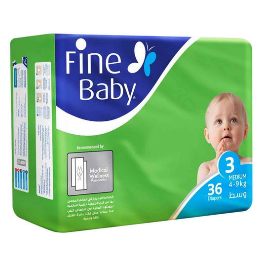 Fine Baby Diapers Medium Size 3, 36 Count, 4-9kg