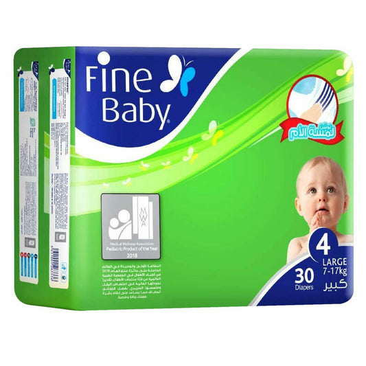 Fine Baby Diapers Size 4 Large 14kg Economy Pack of 30