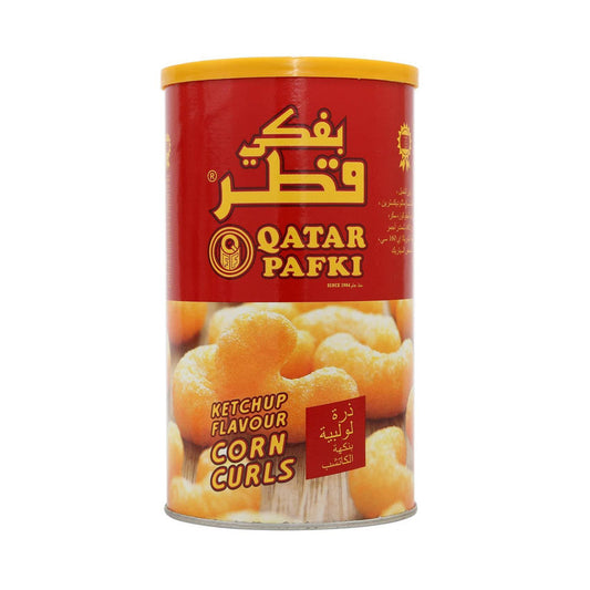 Qatar Pafki Corn Curls KEtchup Flavour Can 80g