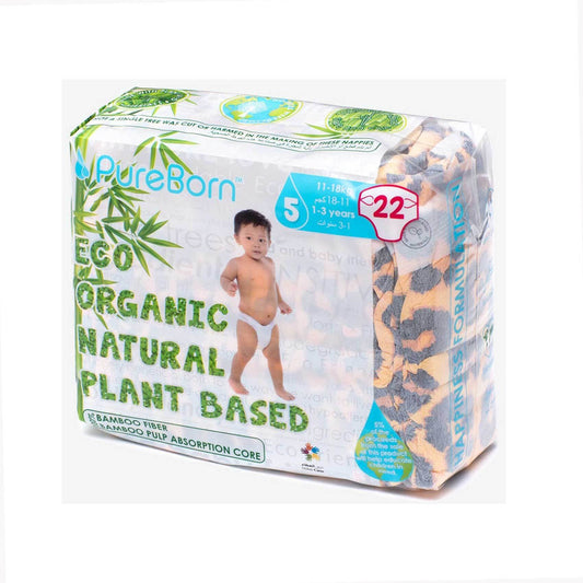 PureBorn Organic Bamboo Diaper Size 5 11-18kg 22 Count