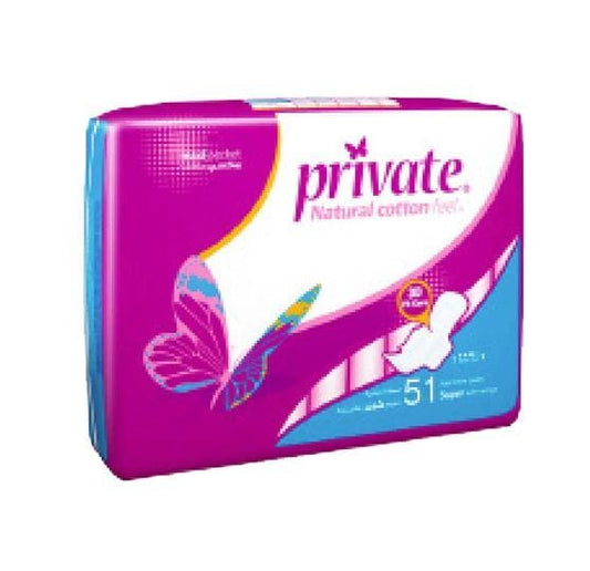 Private Maxi Woman Pads With Wings 51 Pads